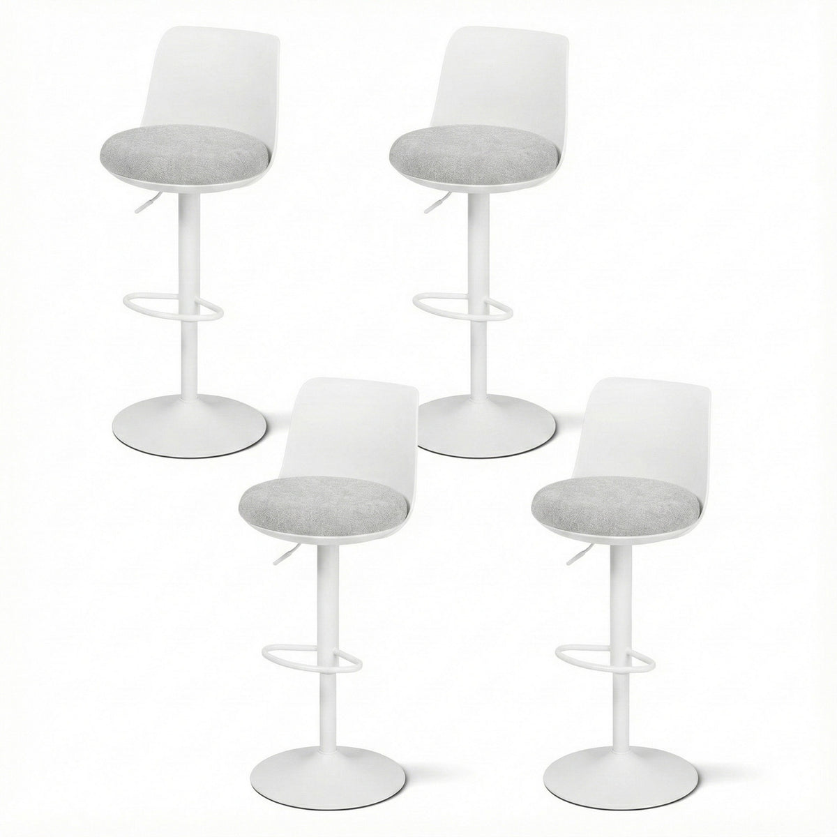 Artiss Set of 4 Gas Lift Bar Stools Kitchen Counter Chair White