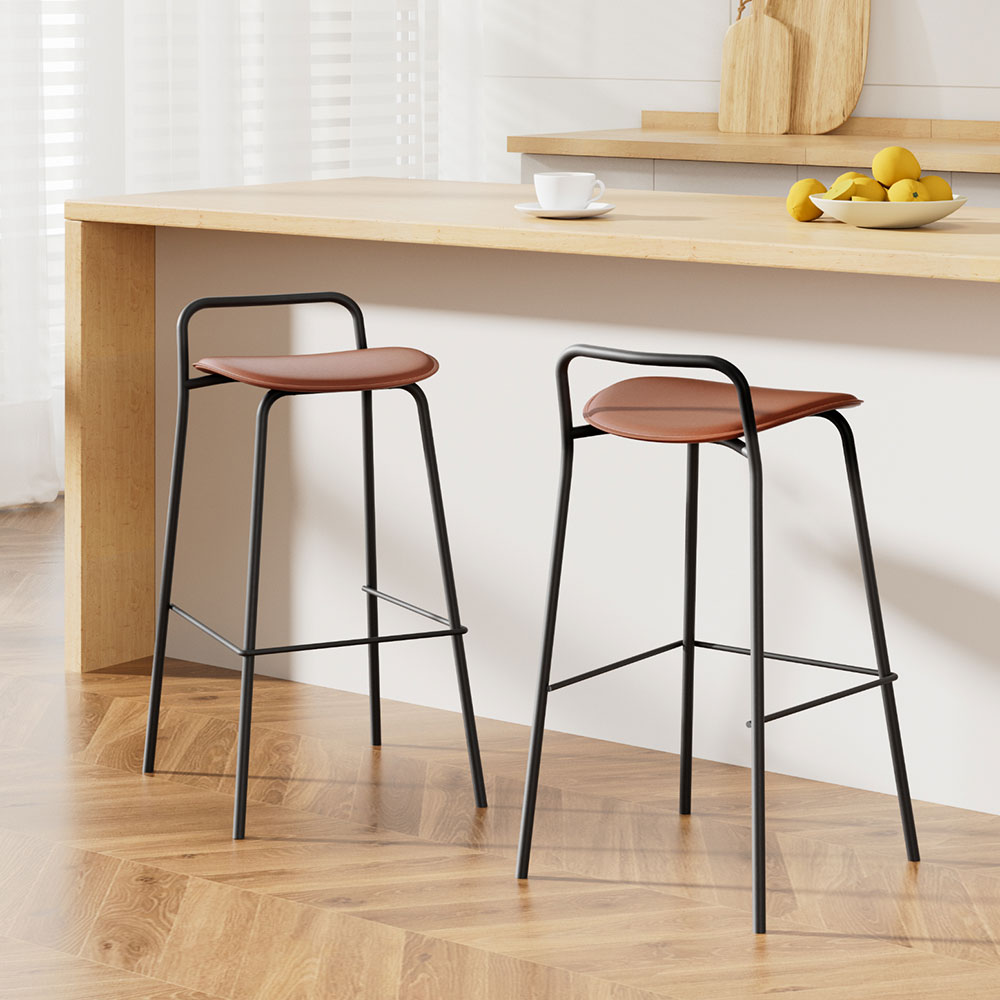 Artiss 2x Bar Stools 75cm Kitchen Counter Stools Metal Brown