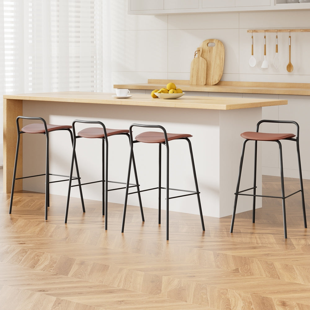 Artiss 4x Metal Frame Bar Stools 75cm Seat Height Brown