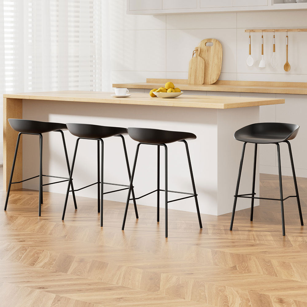 Artiss Set of 4 Bar Stools Metal Frame Black