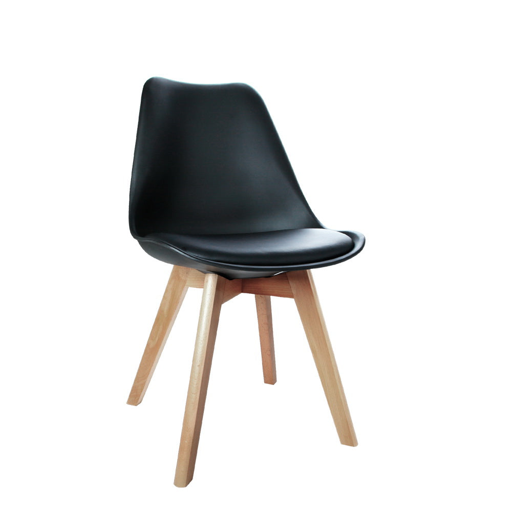 Replica Eiffel DSW Dining Chairs Set of 4 Leather Plastic Black
