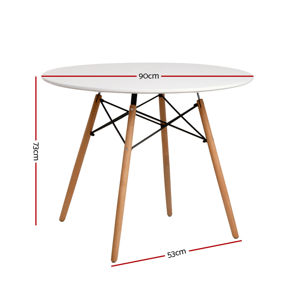 Replica 4-Seater Round Dining Table 90cm White