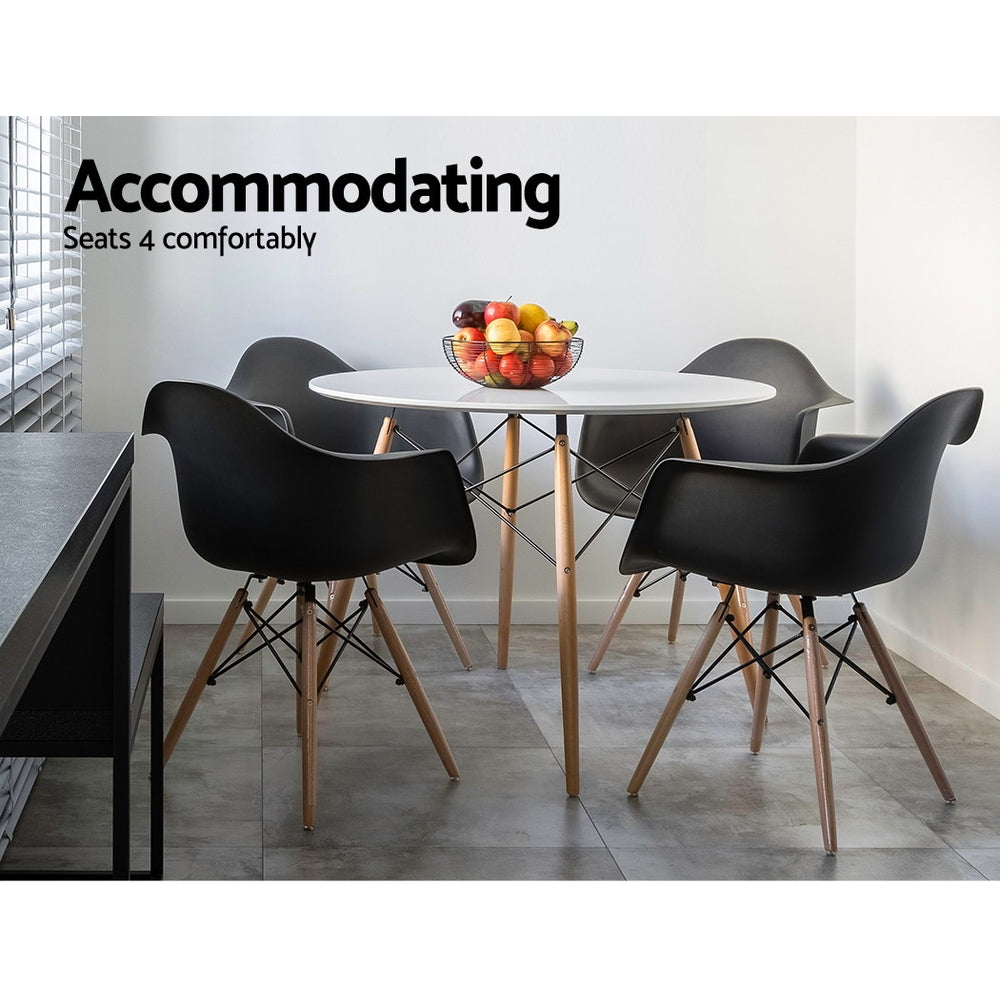 Replica 4-Seater Round Dining Table 90cm White
