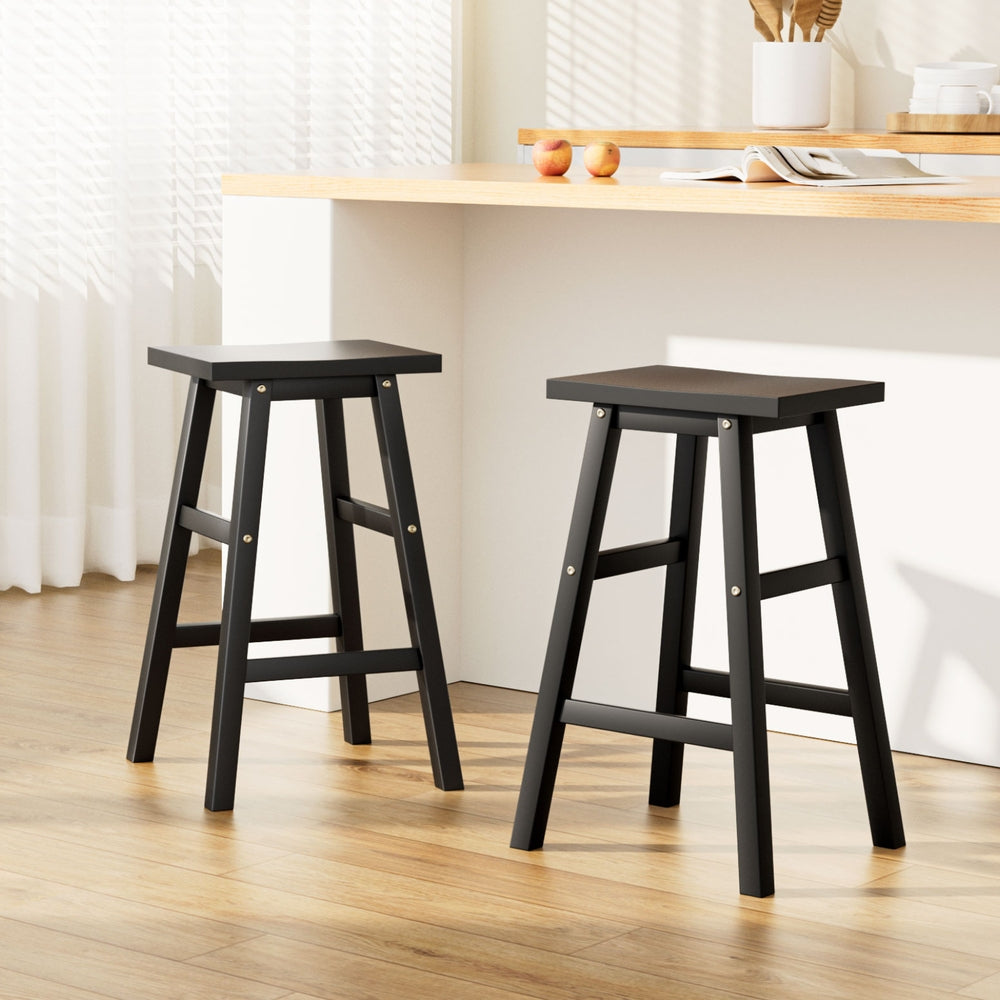 Baden Wooden Bar Stools Black Set of 2