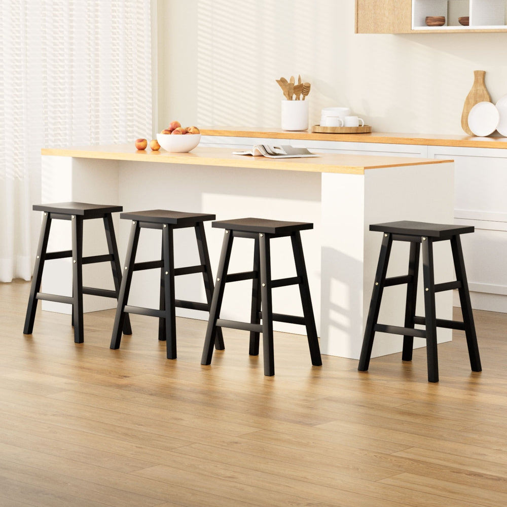 Baden Wooden Bar Stools Black Set of 4