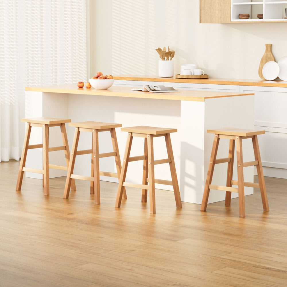 Baden 4x Wooden Bar Stools Natural Finish