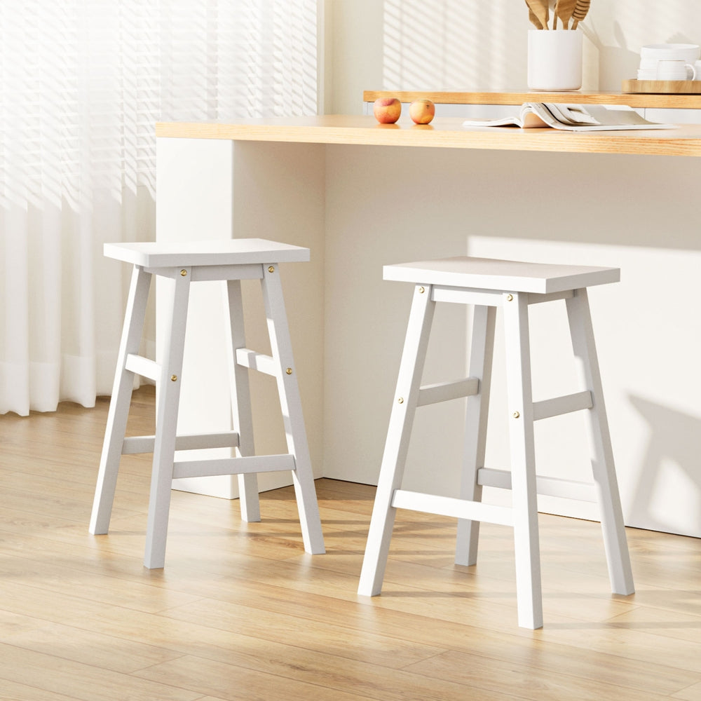 Baden Wooden Bar Stools White Set of 2