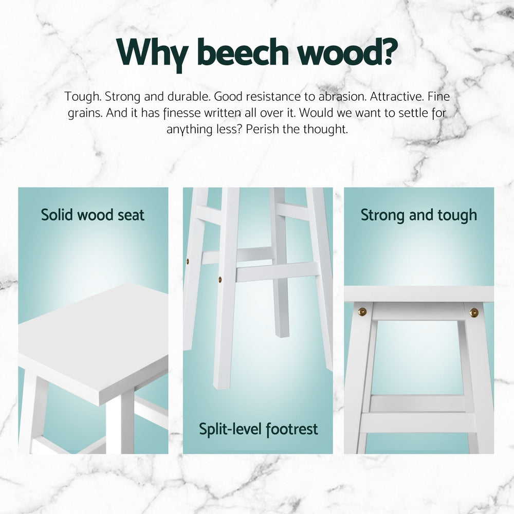Baden 4x Wooden Bar Stools White