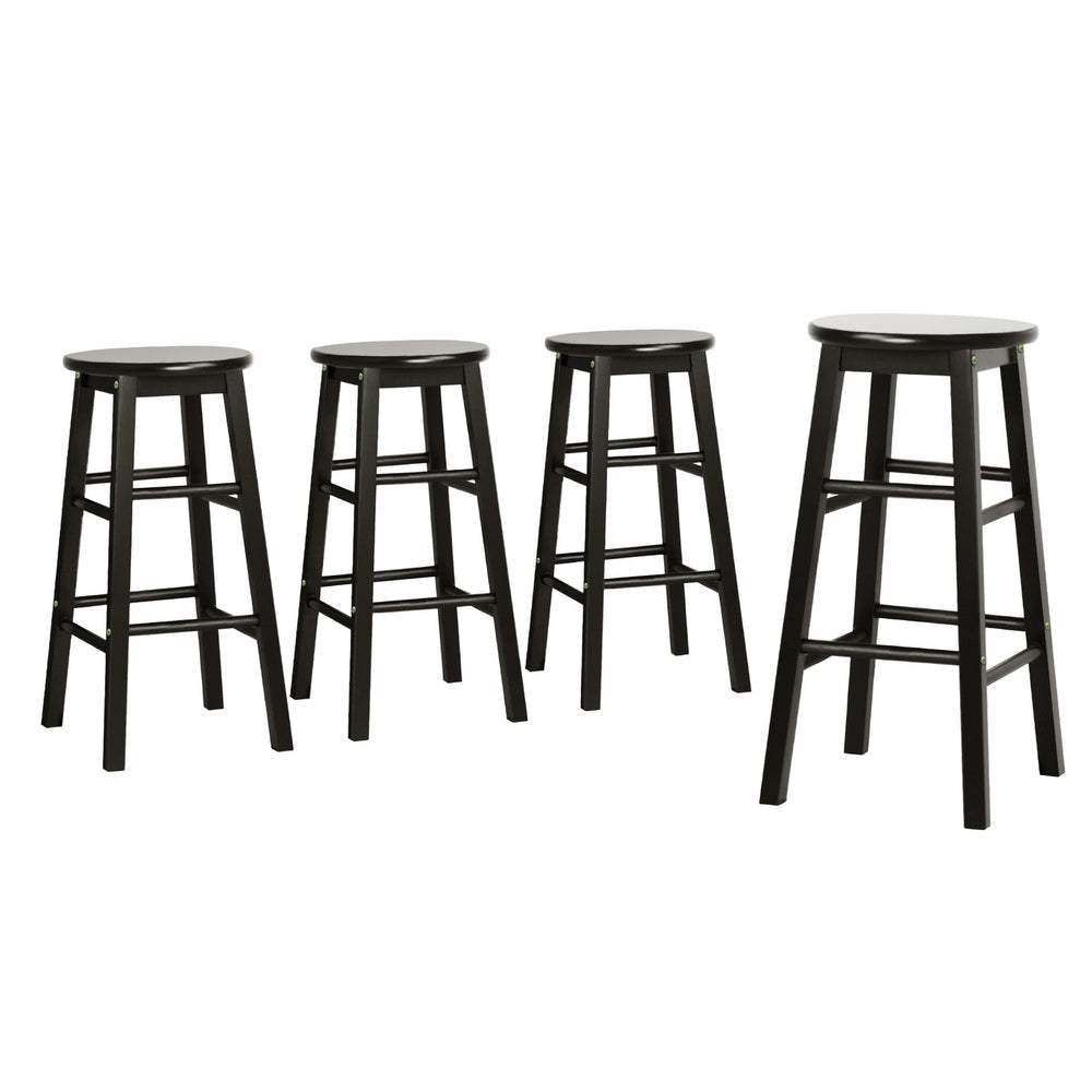 Marley Round Bar Stool Set of 4 Beech Wood Black