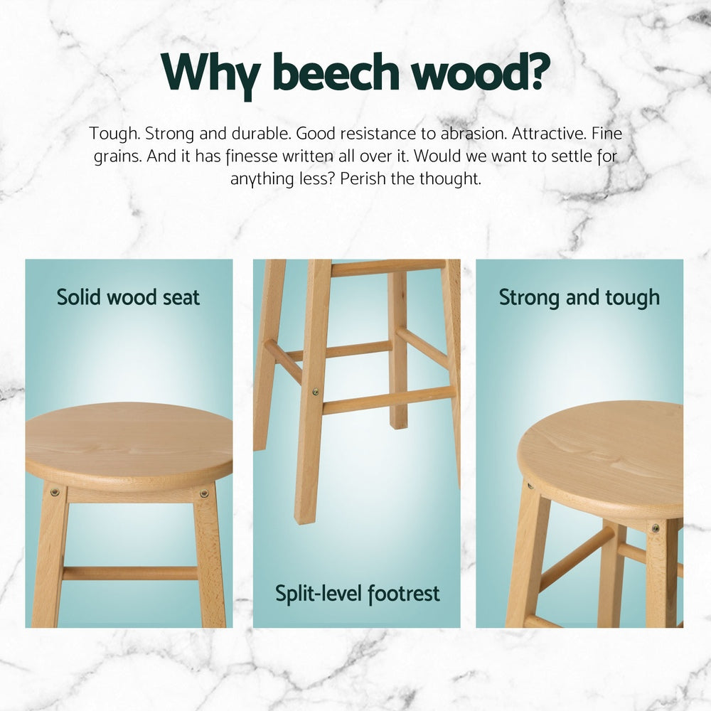Marley 61cm Bar Stools Wooden Natural Set of 4
