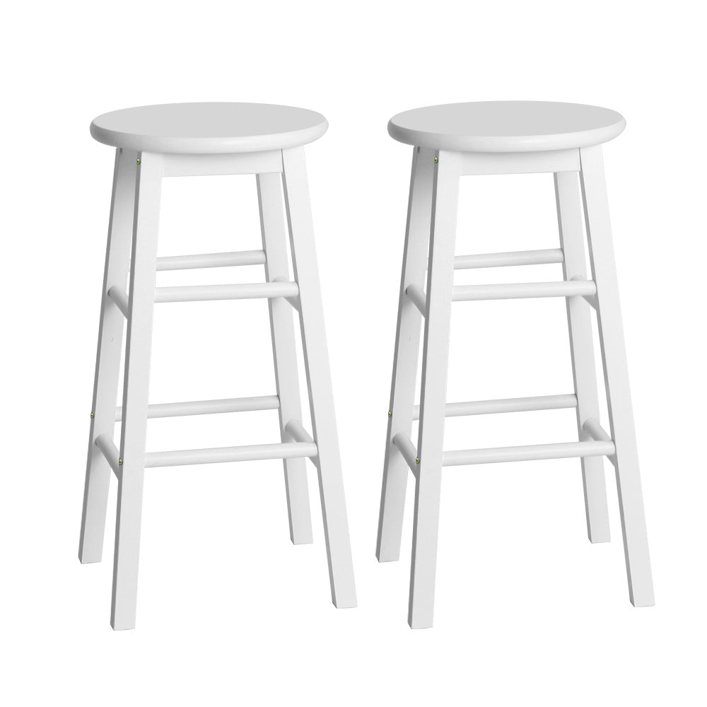Artiss Set of 2 Wooden Bar Stools Round White