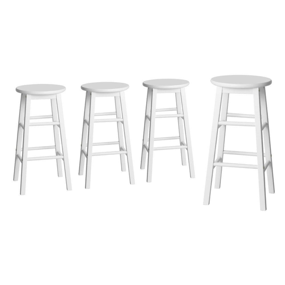 Marley Round Bar Stools Set of 4 Wooden White