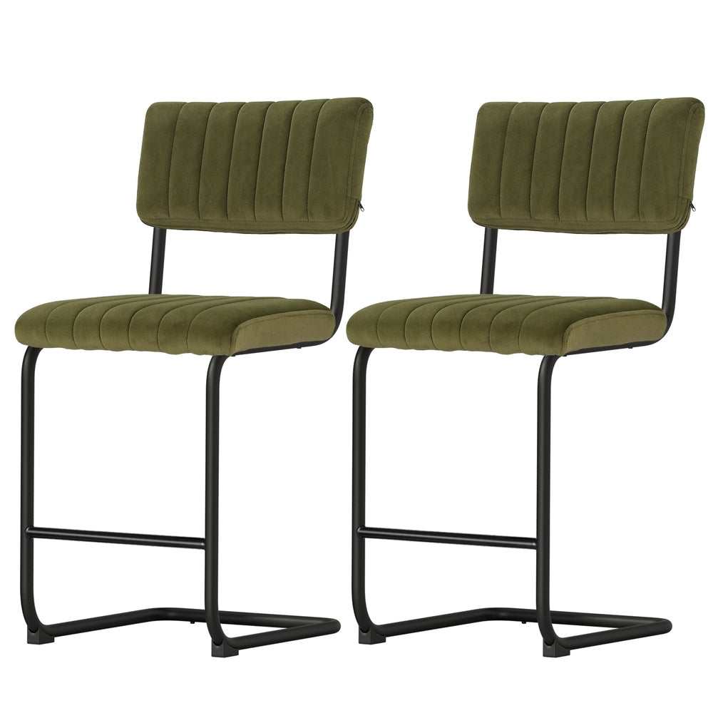 Orman 2x Velvet Bar Stools Green