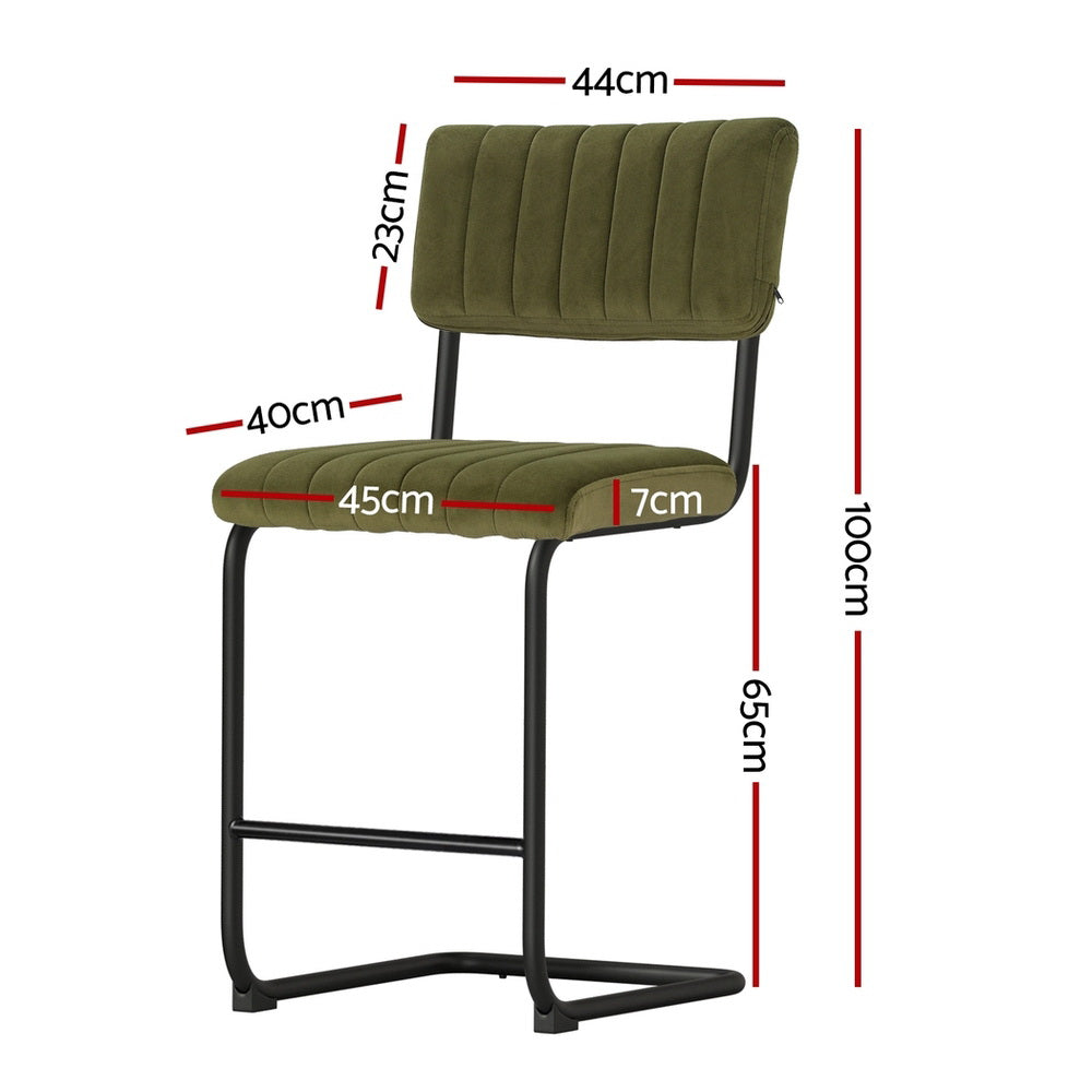 Orman 4x Velvet Bar Stools Green
