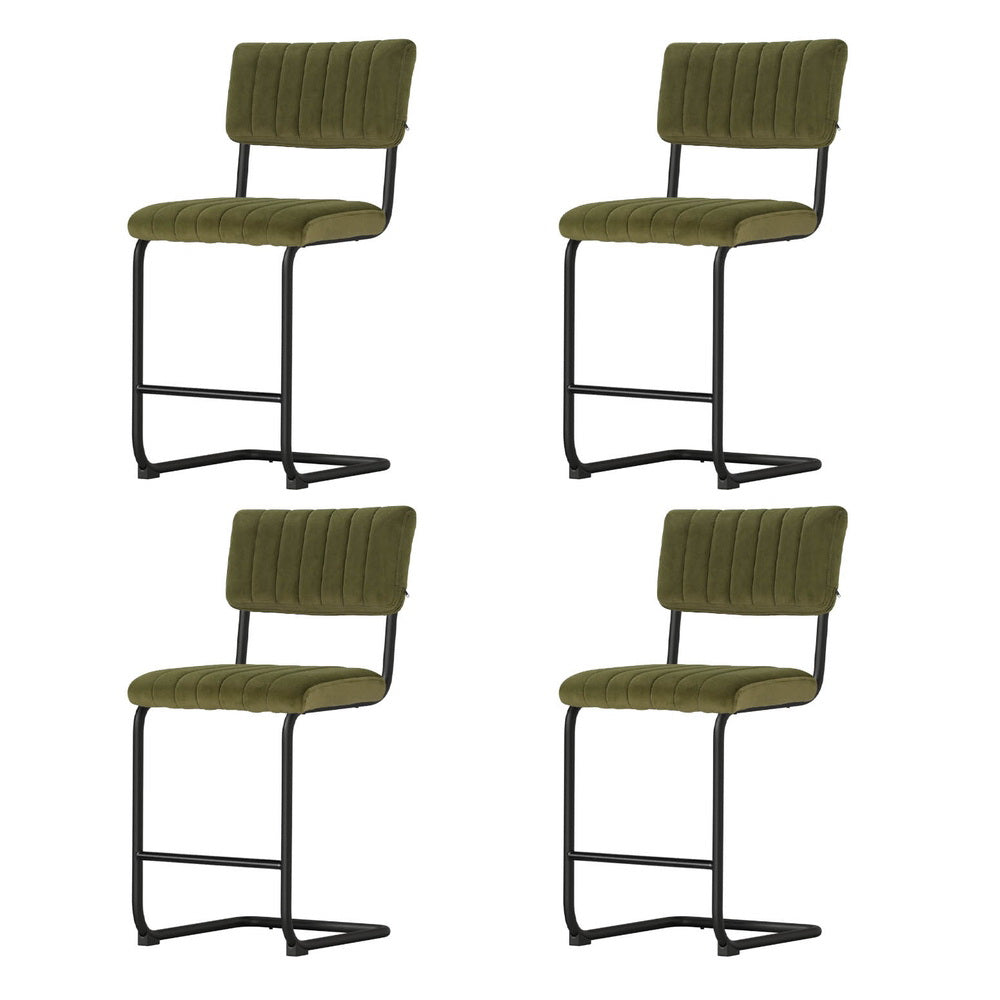 Orman 4x Velvet Bar Stools Green