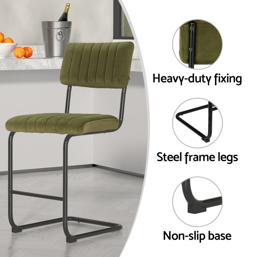 Orman 4x Velvet Bar Stools Green