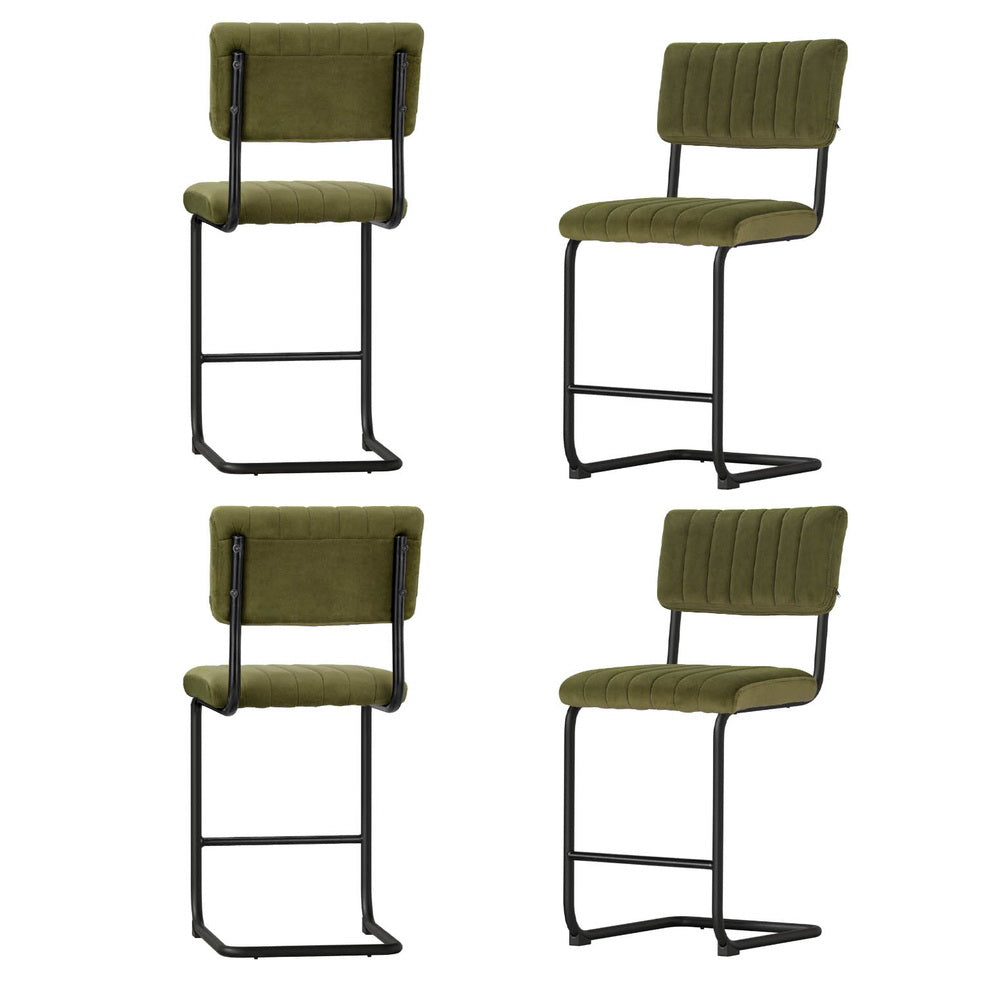 Orman 4x Velvet Bar Stools Green