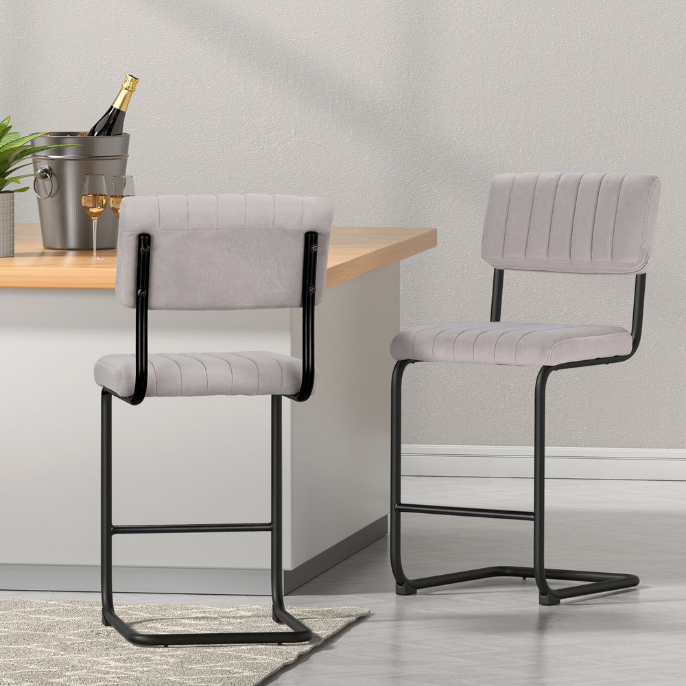 Orman Velvet Bar Stools Set of 2 with 65cm Seat Height