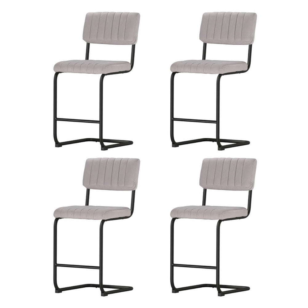 Orman 4x Velvet Bar Stools Grey