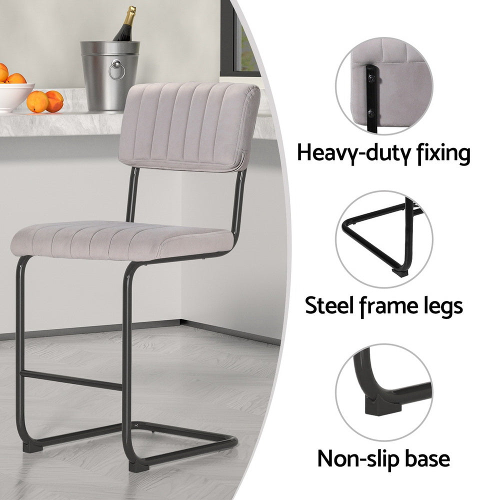 Orman 4x Velvet Bar Stools Grey