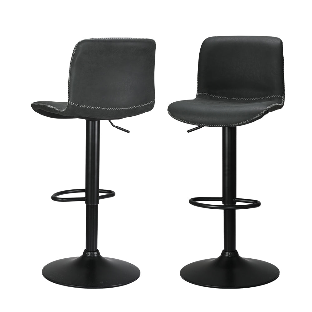 Koby 2x Bar Stools Swivel Gas Lift Black
