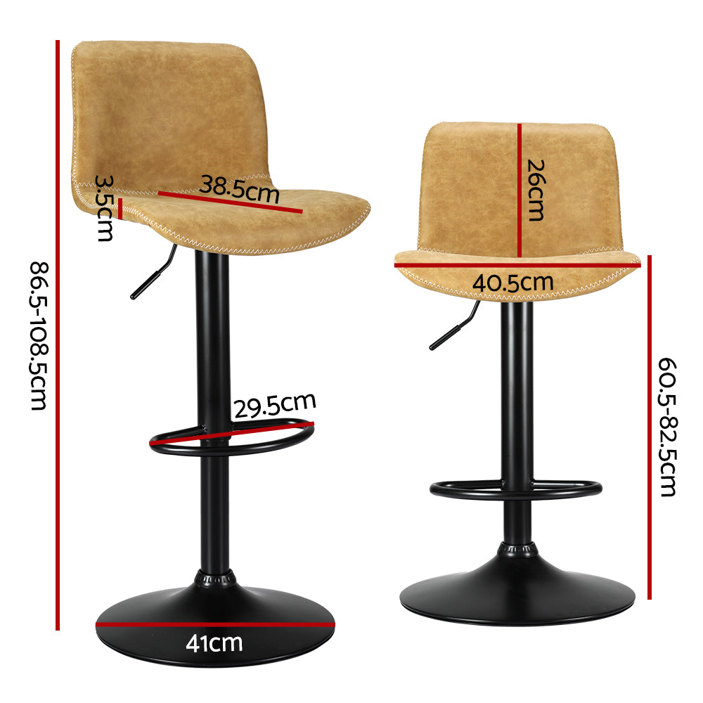 Koby Bar Stools 2-Pack Swivel Gas Lift Brown