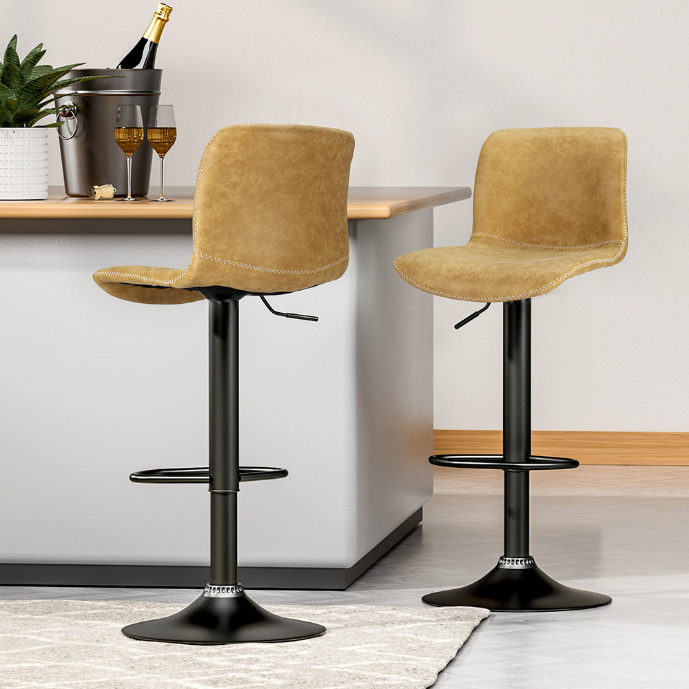 Koby Swivel Bar Stool Gas Lift Barstools Set of 2 Brown