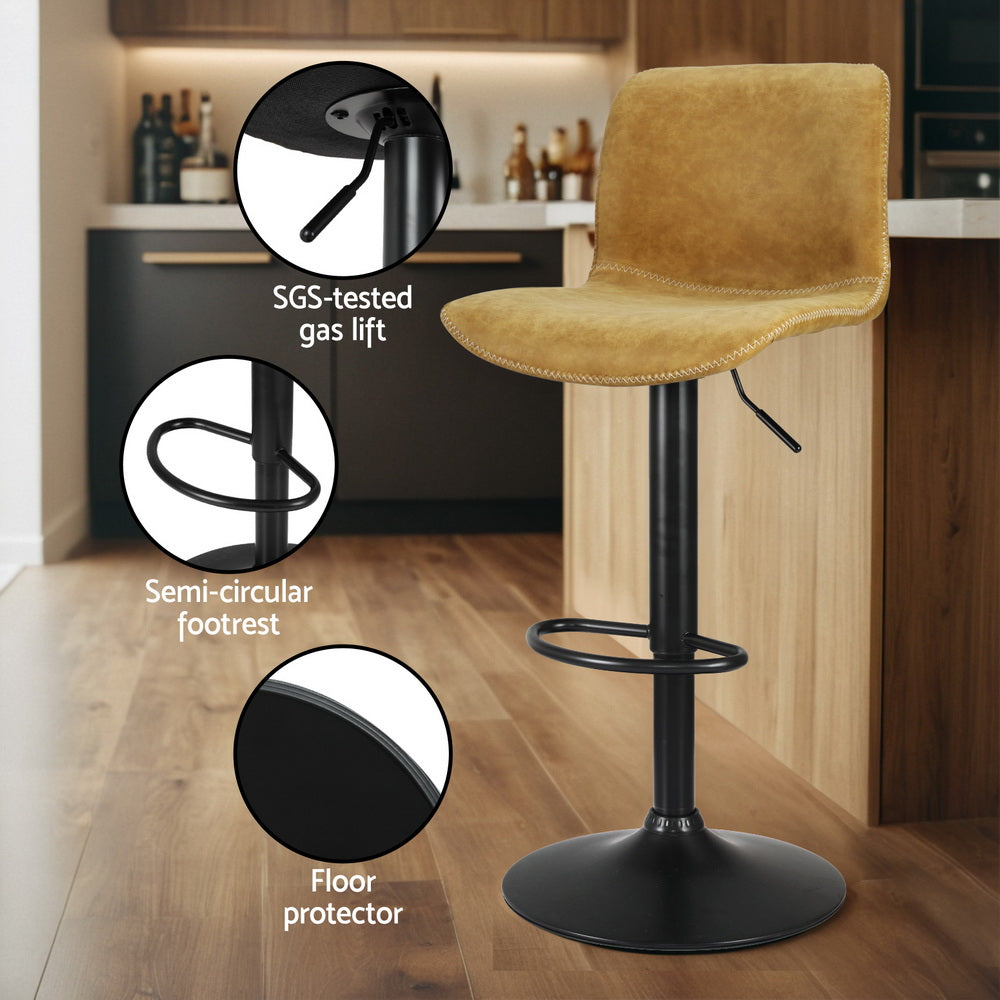 Koby Bar Stools 2-Pack Swivel Gas Lift Brown