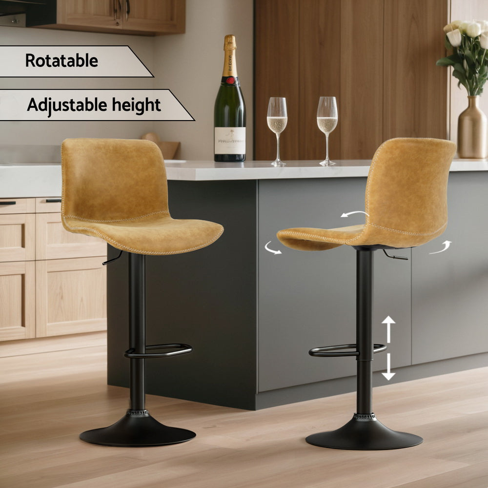 Koby Bar Stools 2-Pack Swivel Gas Lift Brown