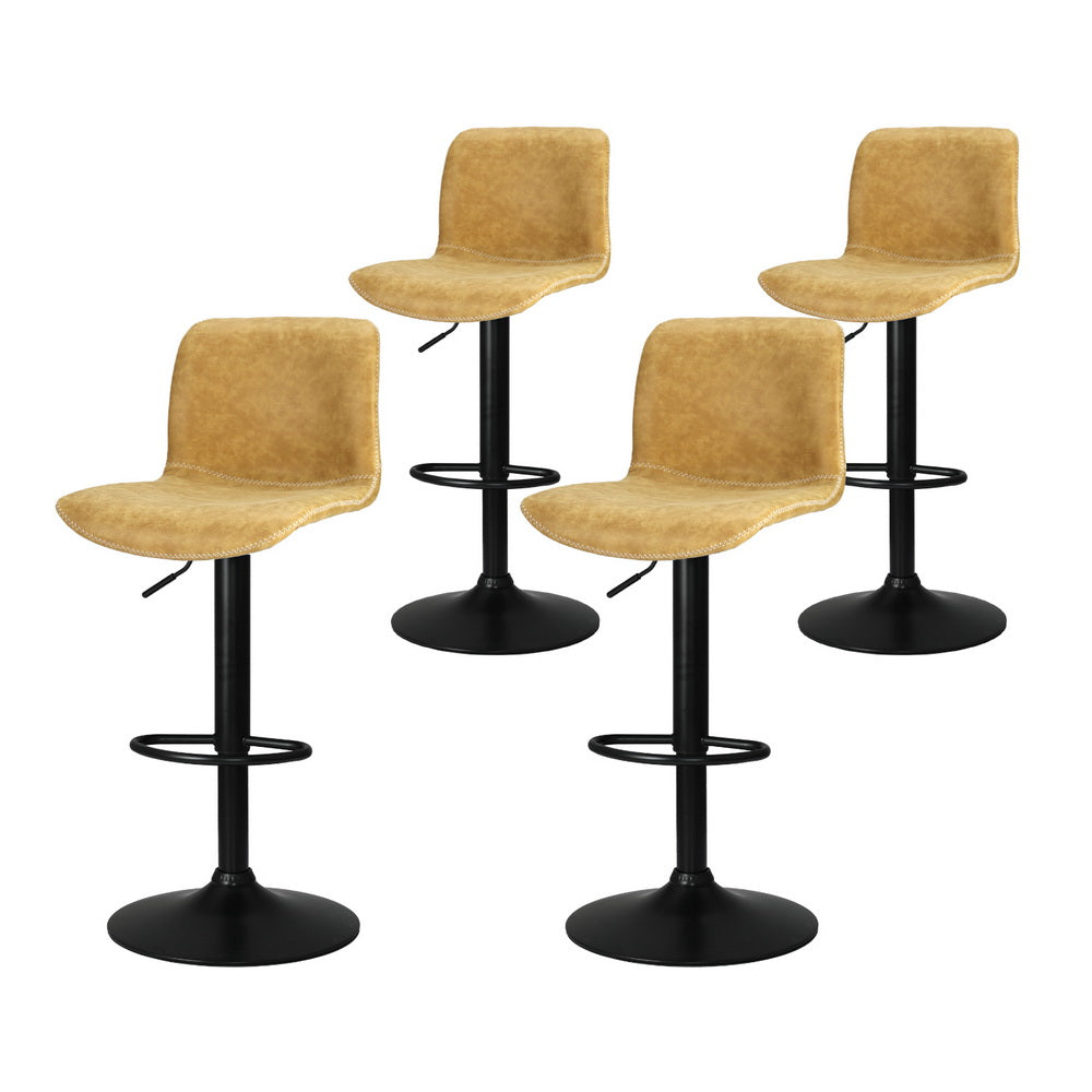Koby Bar Stools Set of 4 Swivel Gas Lift Brown