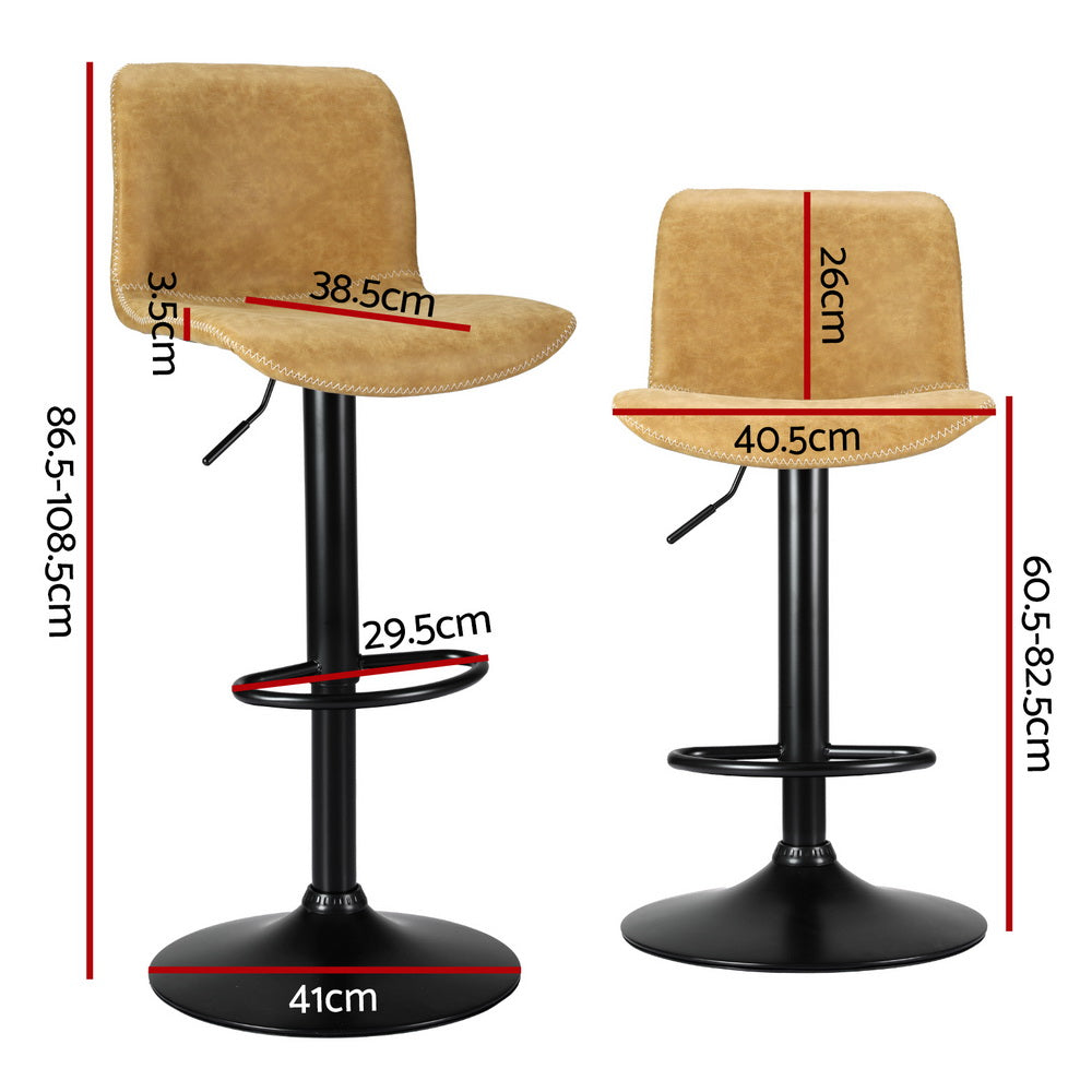 Koby Bar Stools Set of 4 Swivel Gas Lift Brown