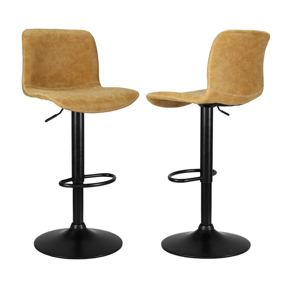 Koby Bar Stools Set of 4 Swivel Gas Lift Brown