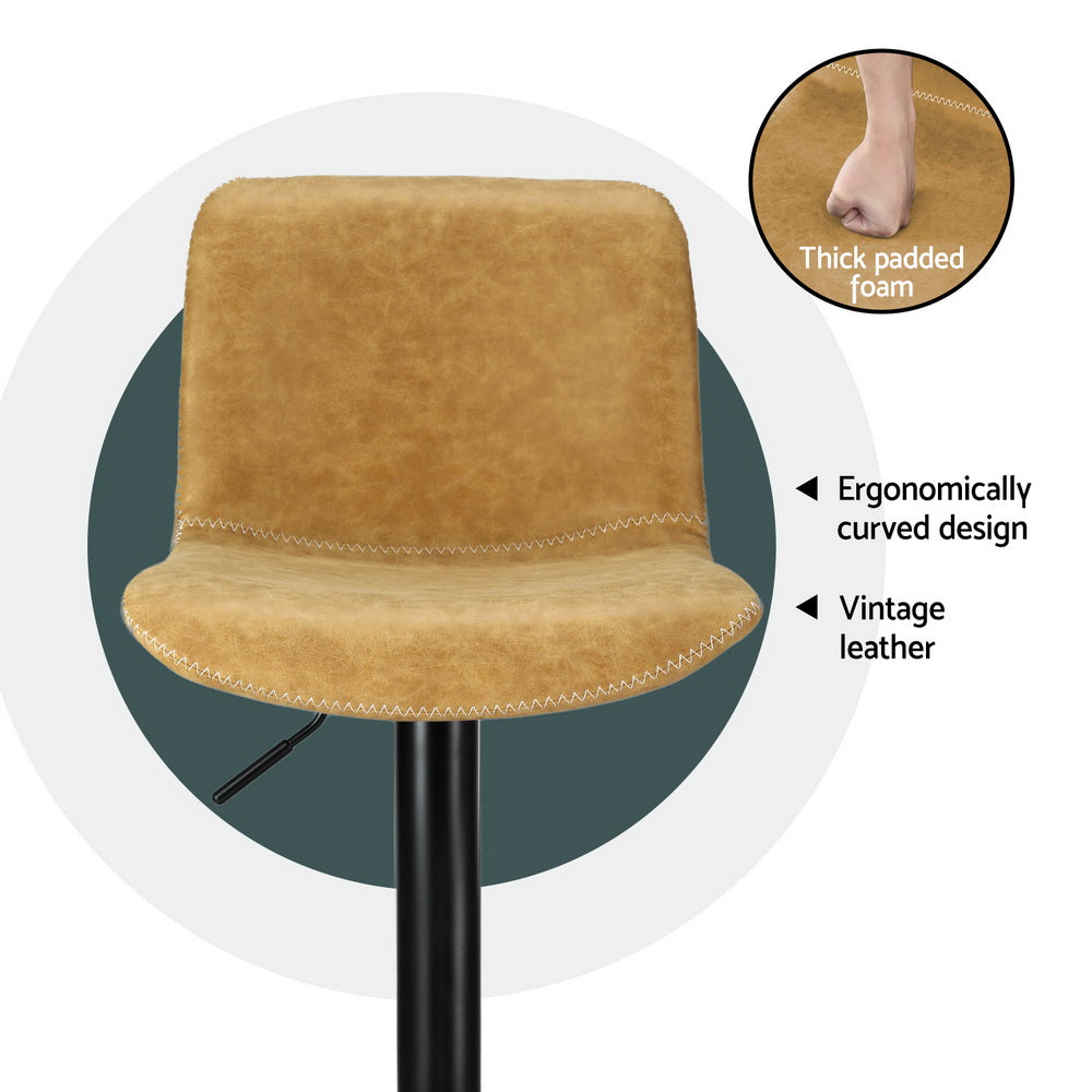 Koby Bar Stools Set of 4 Swivel Gas Lift Brown