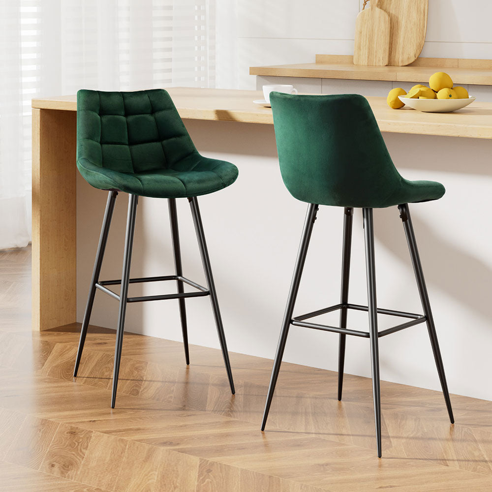 Audrey Bar Stools Velvet Green (Set of 2)