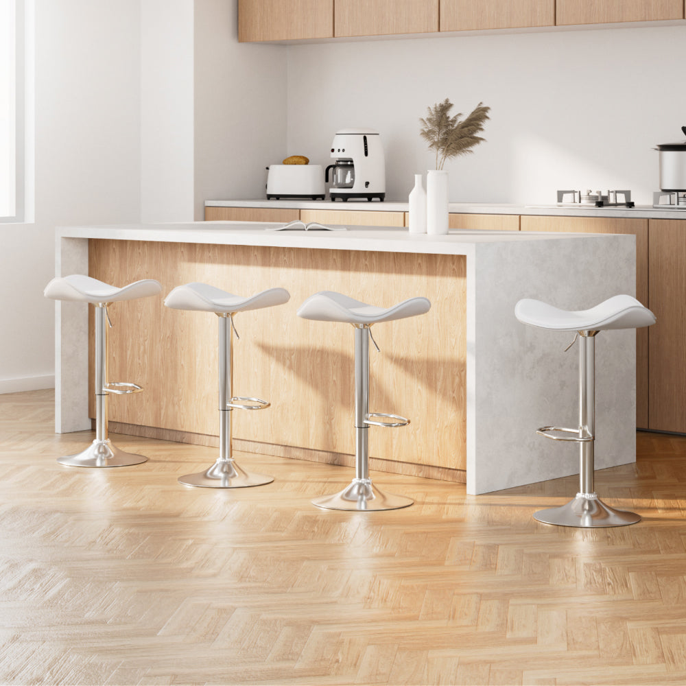Artiss 4x Leather Bar Stools Gas Lift White