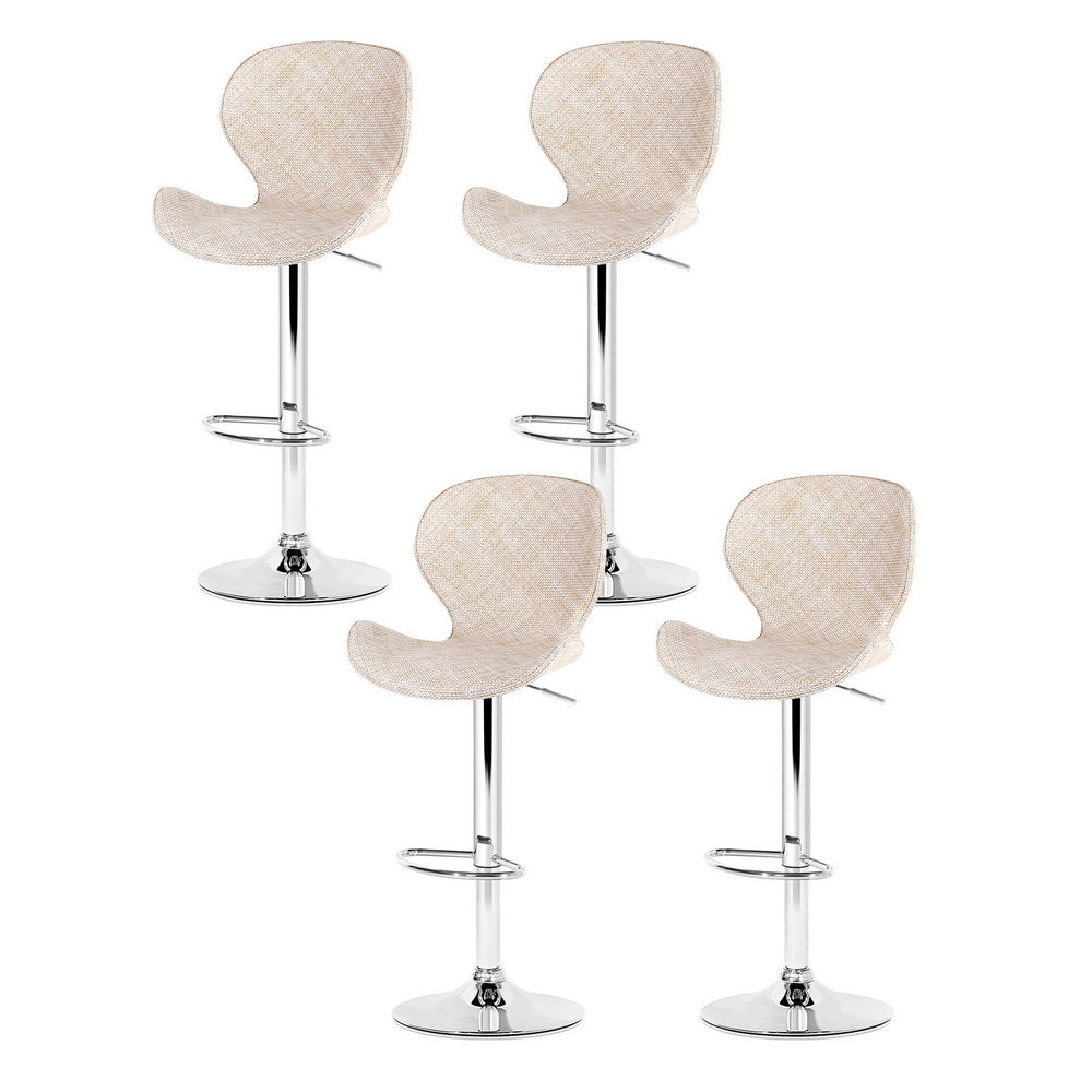 Artiss Set of 4 Kitchen Bar Stools Swivel Gas Lift Wing Beige