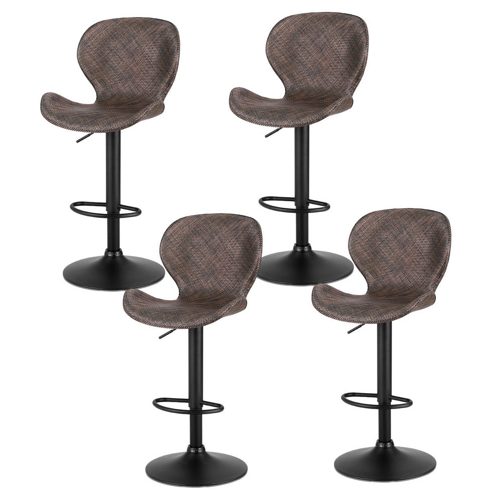 Artiss Set of 4 Kitchen Bar Stools Gas Lift Swivel Wing Rattan Brown