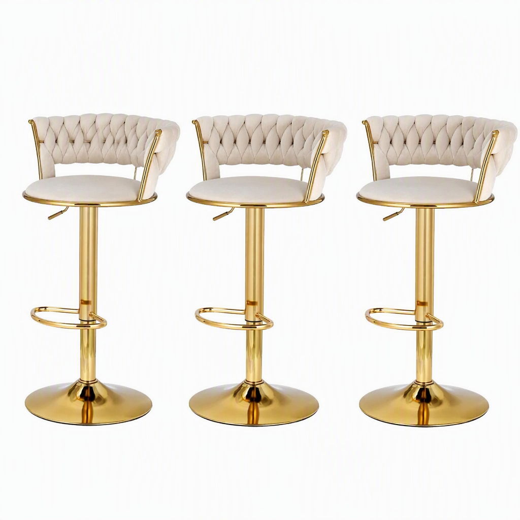 Vivien Bar Stools X3 Gas Lift Kitchen Counter Chair Ivory
