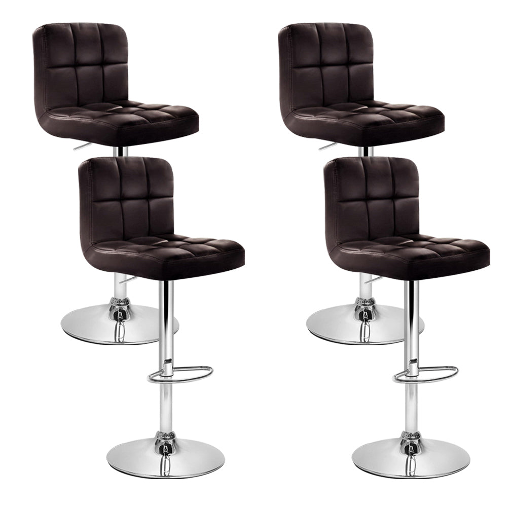 Artiss Set of 4 Faux Leather Bar Stools with Gas Lift Brown