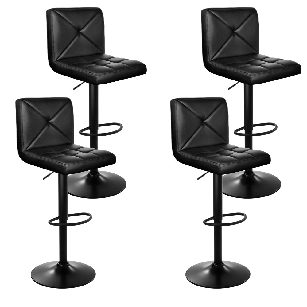Artiss Set of 4 Bar Stools Gas Lift Leather Black
