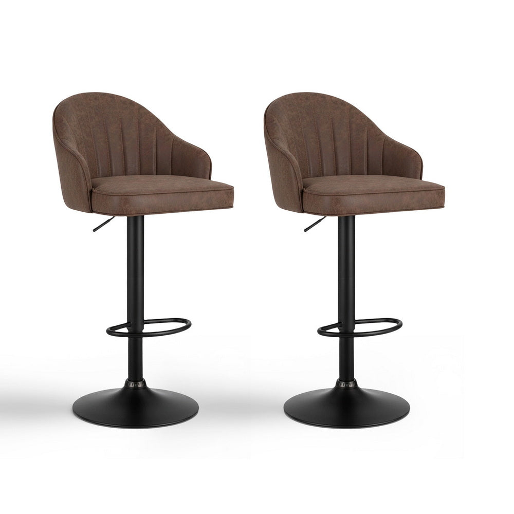 Artiss Bar Stools Set of 2 Gas Lift Kitchen Counter Chair Brown
