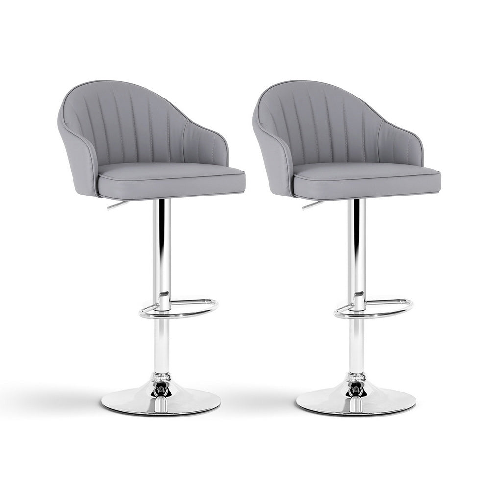 Artiss 2x Bar Stools Swivel Gas Lift Counter Chair Grey