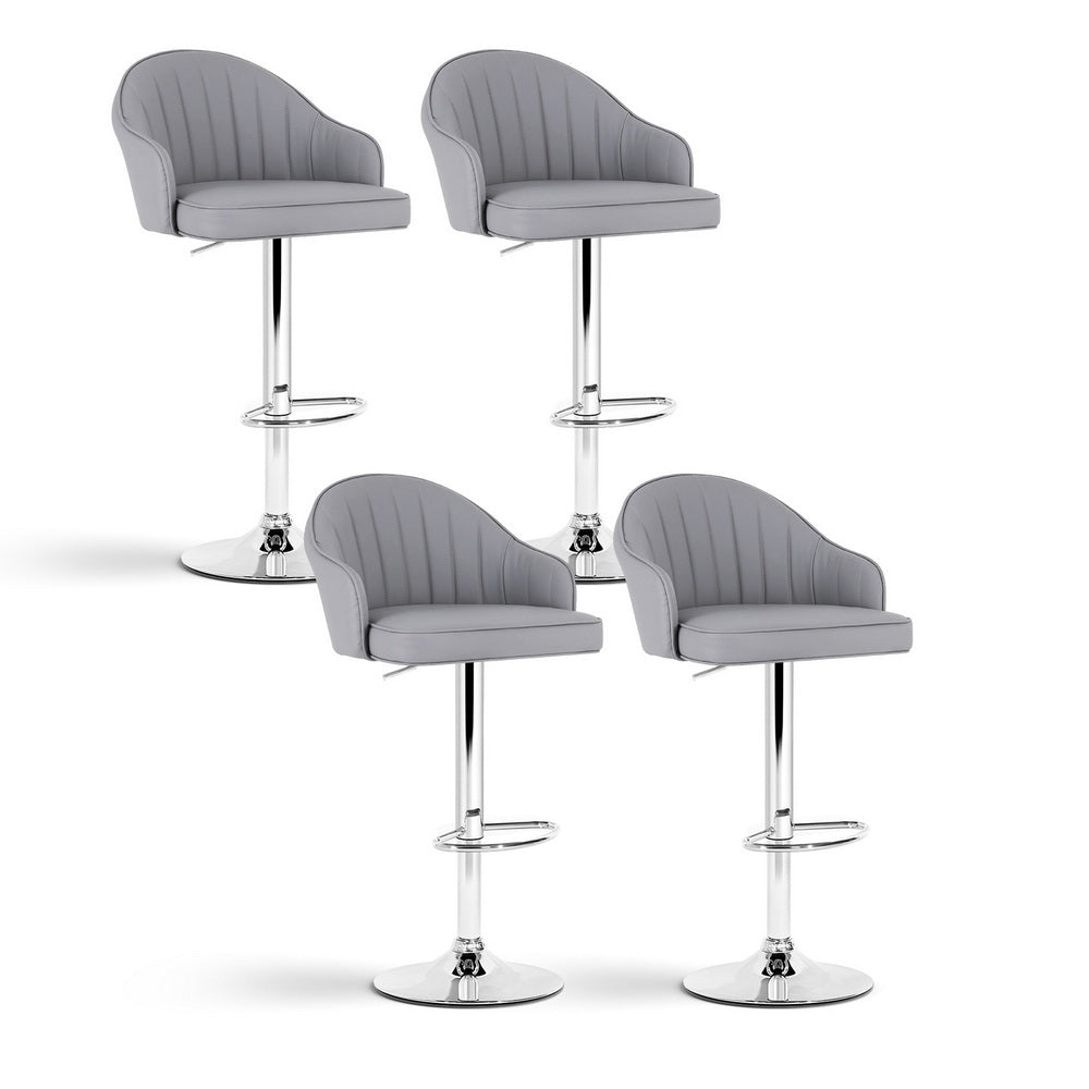 Artiss Bar Stools Set of 4 Swivel Gas Lift Kitchen Counter Chair Grey