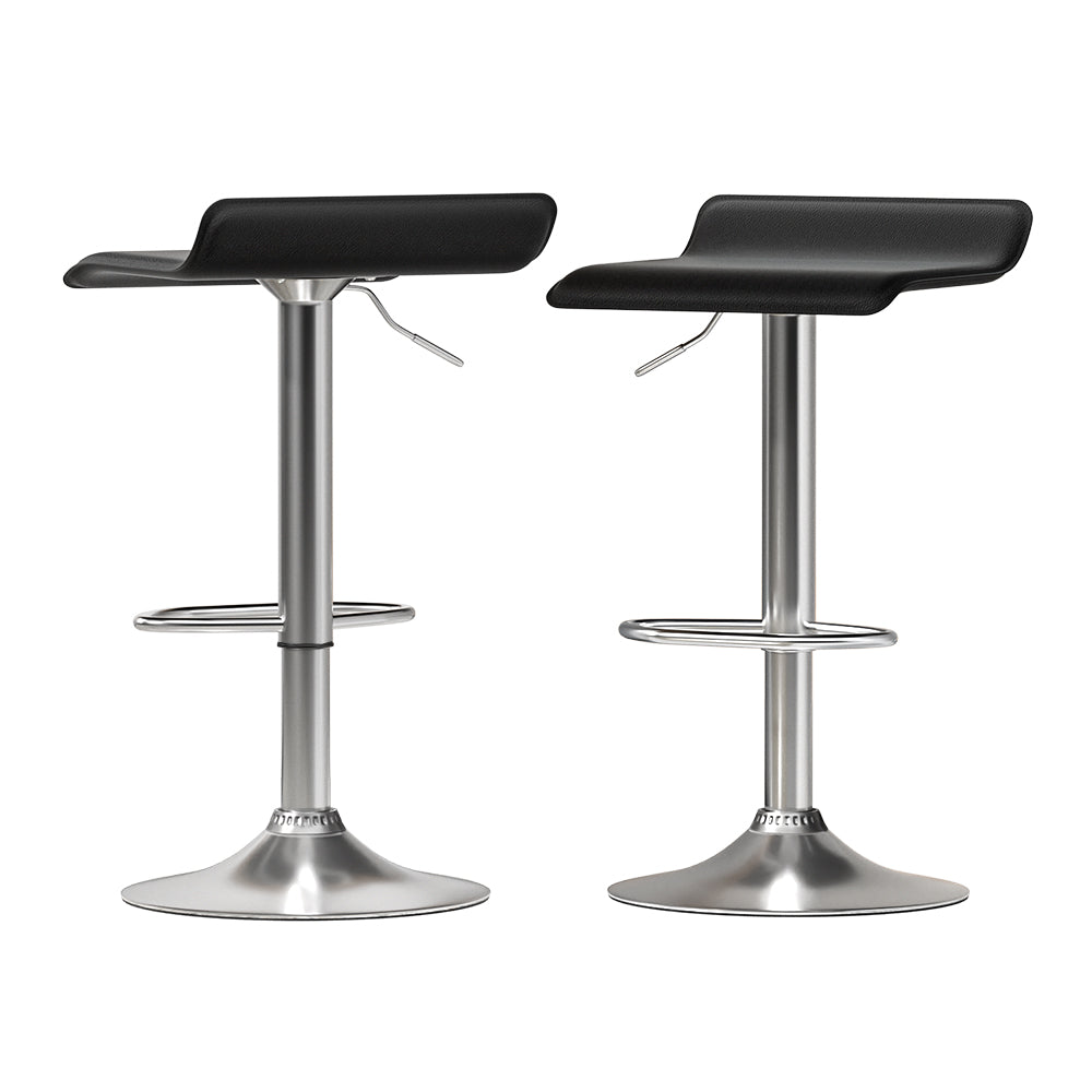 Wade Bar Stools 2-Pack Faux Leather Black Adjustable Swivel
