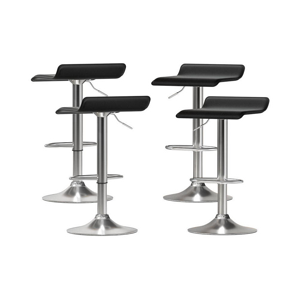 Wade 4x Bar Stools Faux Leather Black Adjustable Swivel