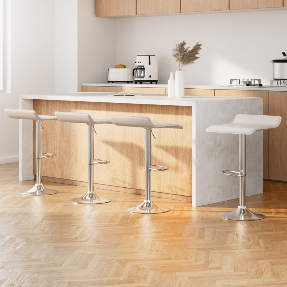 Wade Bar Stool Set of 4 Faux Leather Chair White