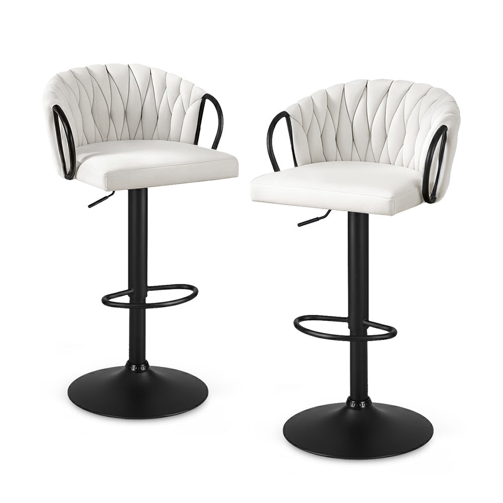 Artiss Velvet Bar Stools Set of 2 Gas Lift Ivory