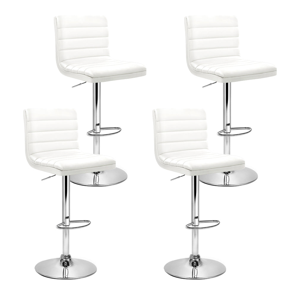 Artiss Bar Stools Set of 4 Padded Leather Gas Lift White