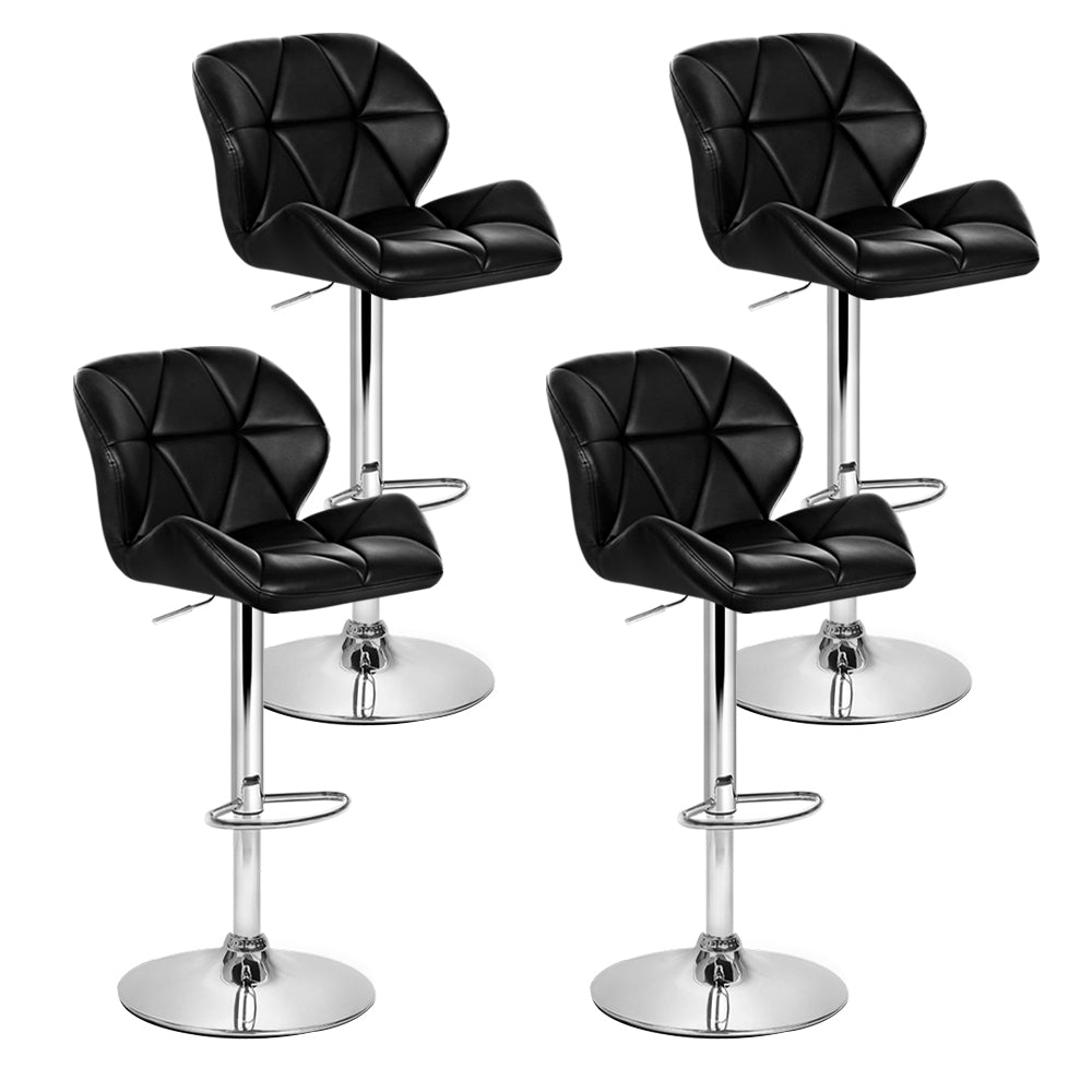 Artiss 4x Gas Lift Bar Stools Padded Leather Black