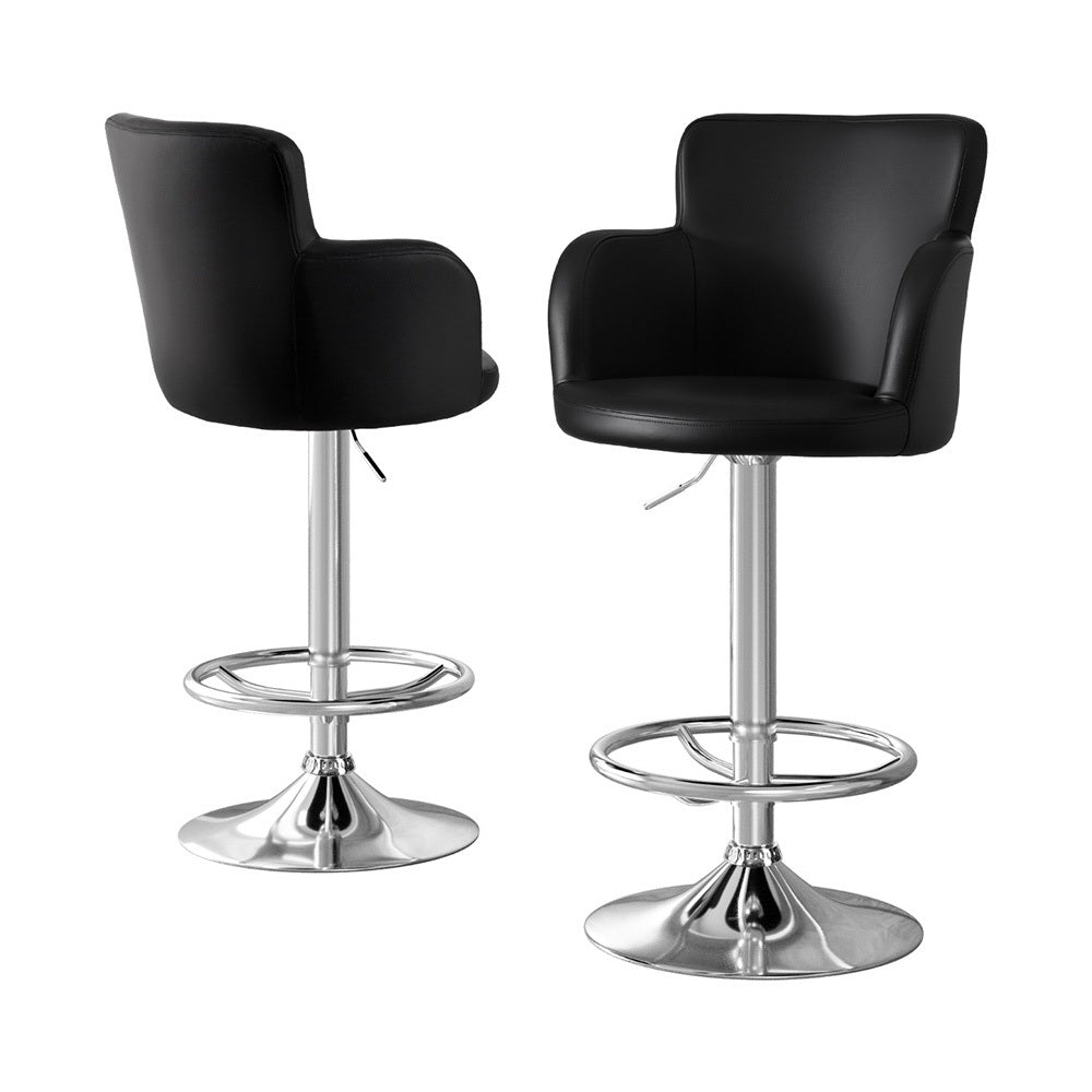 Artiss 2x Leather Swivel Bar Stools Gas Lift Black